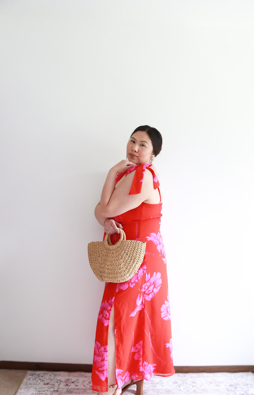 Nicki Shoulder Tie Strap Midi Dress