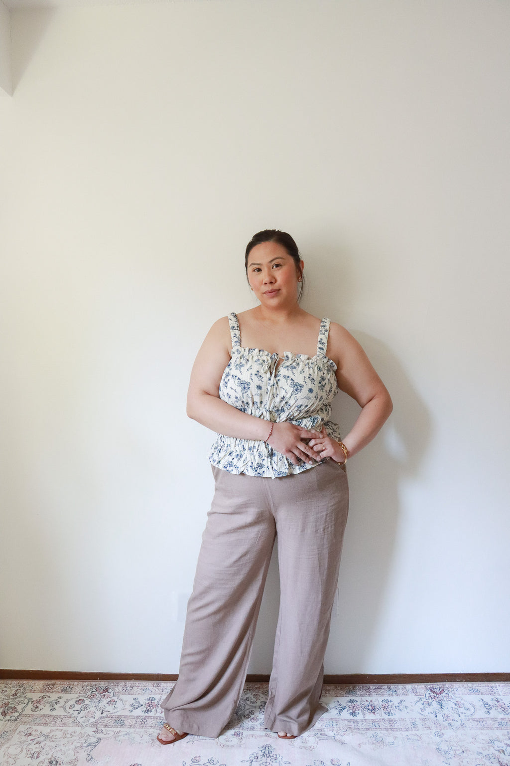 Ginny Gingham Floral Tie Top