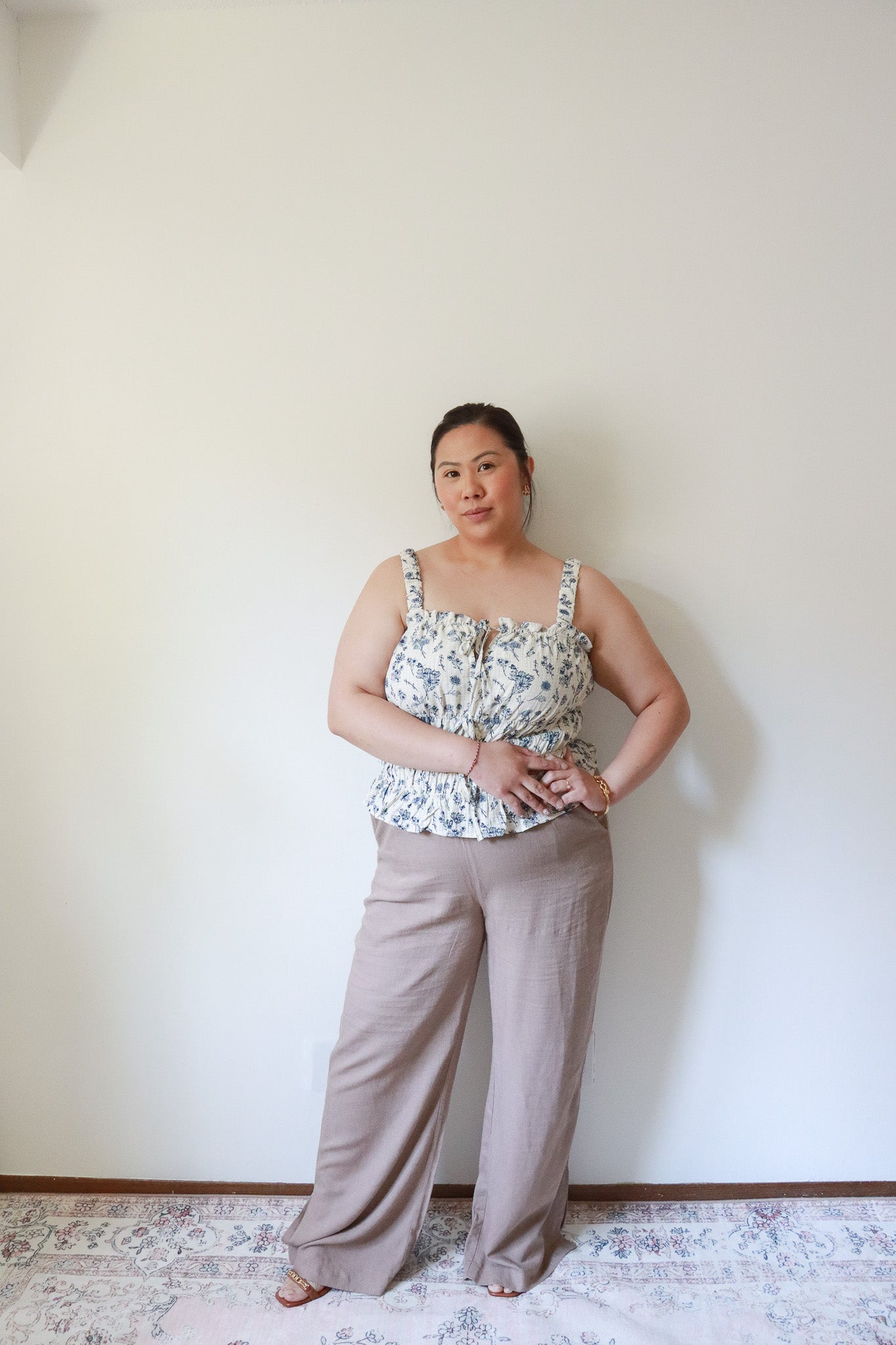 Ginny Gingham Floral Tie Top