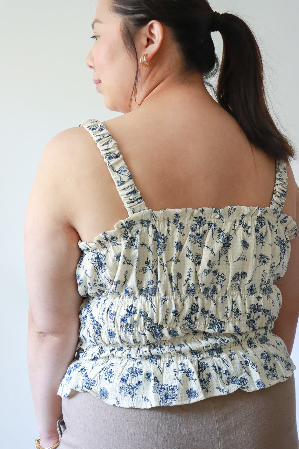 Ginny Gingham Floral Tie Top