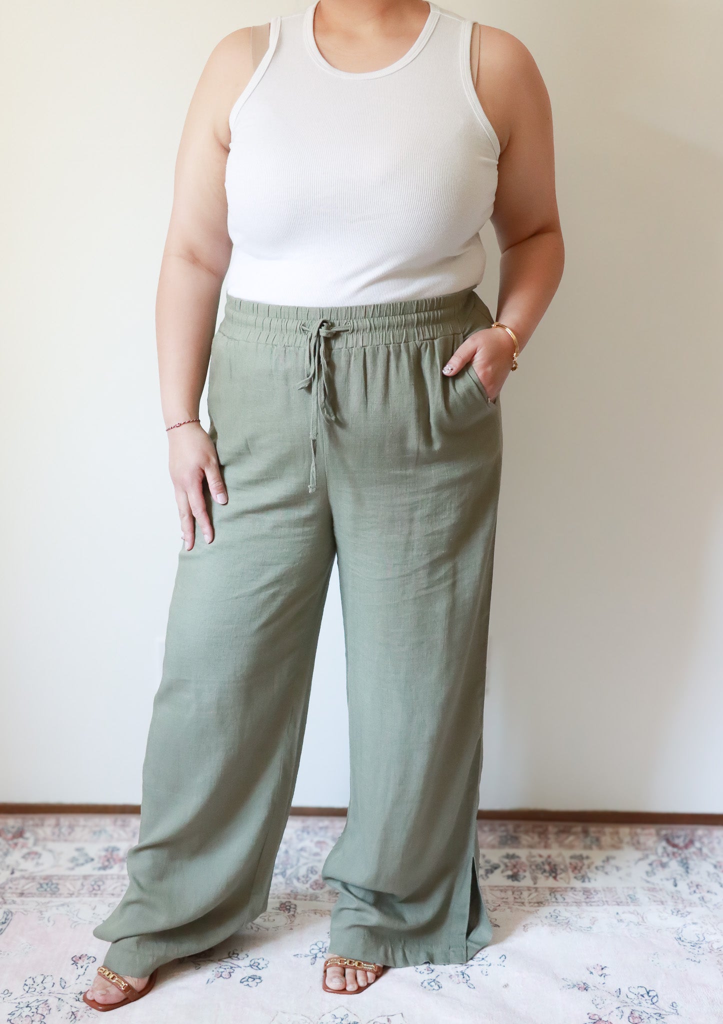 Olivia Olive Linen Pants