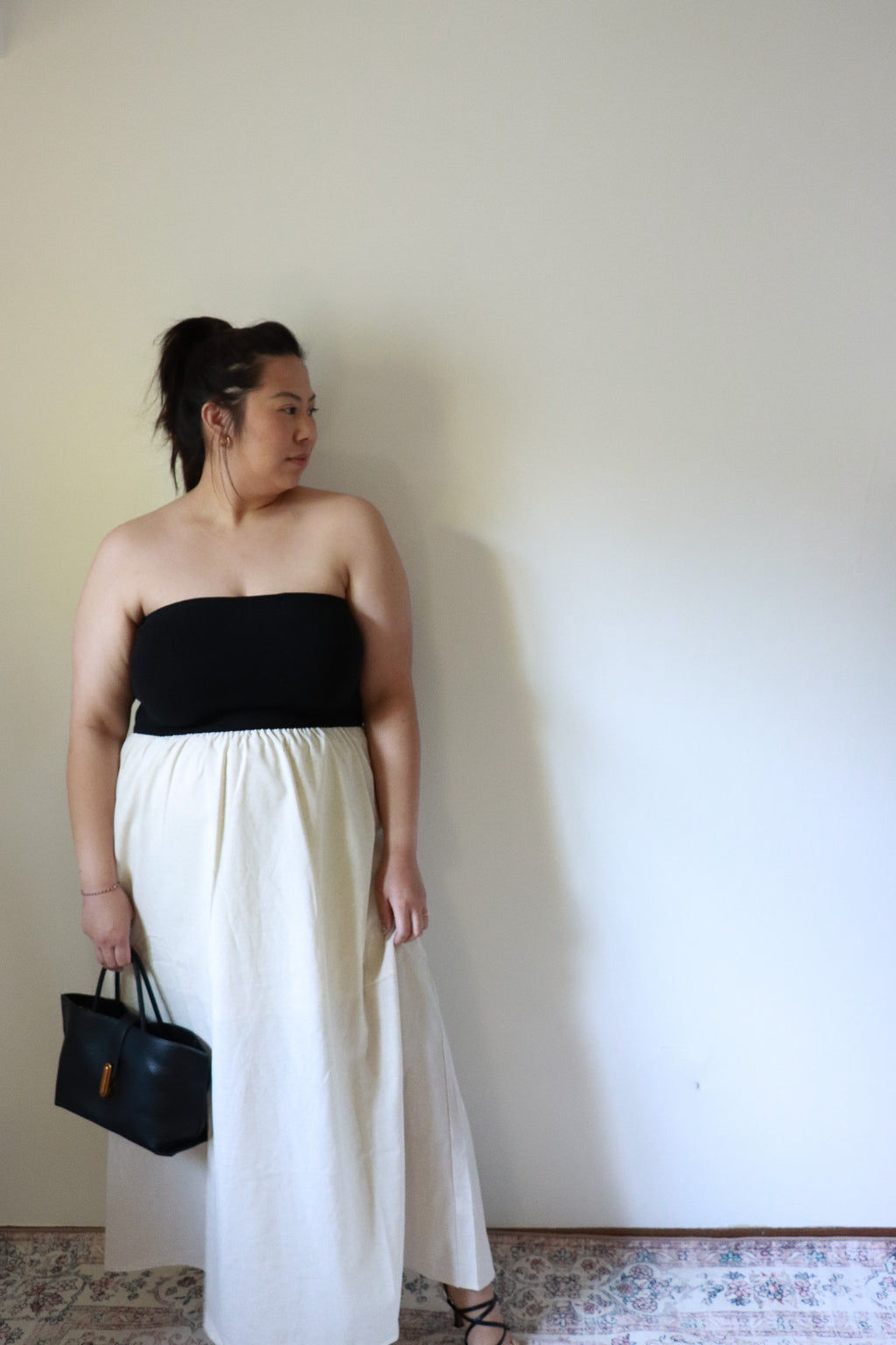 Nadine Strapless Mixed Media Dress