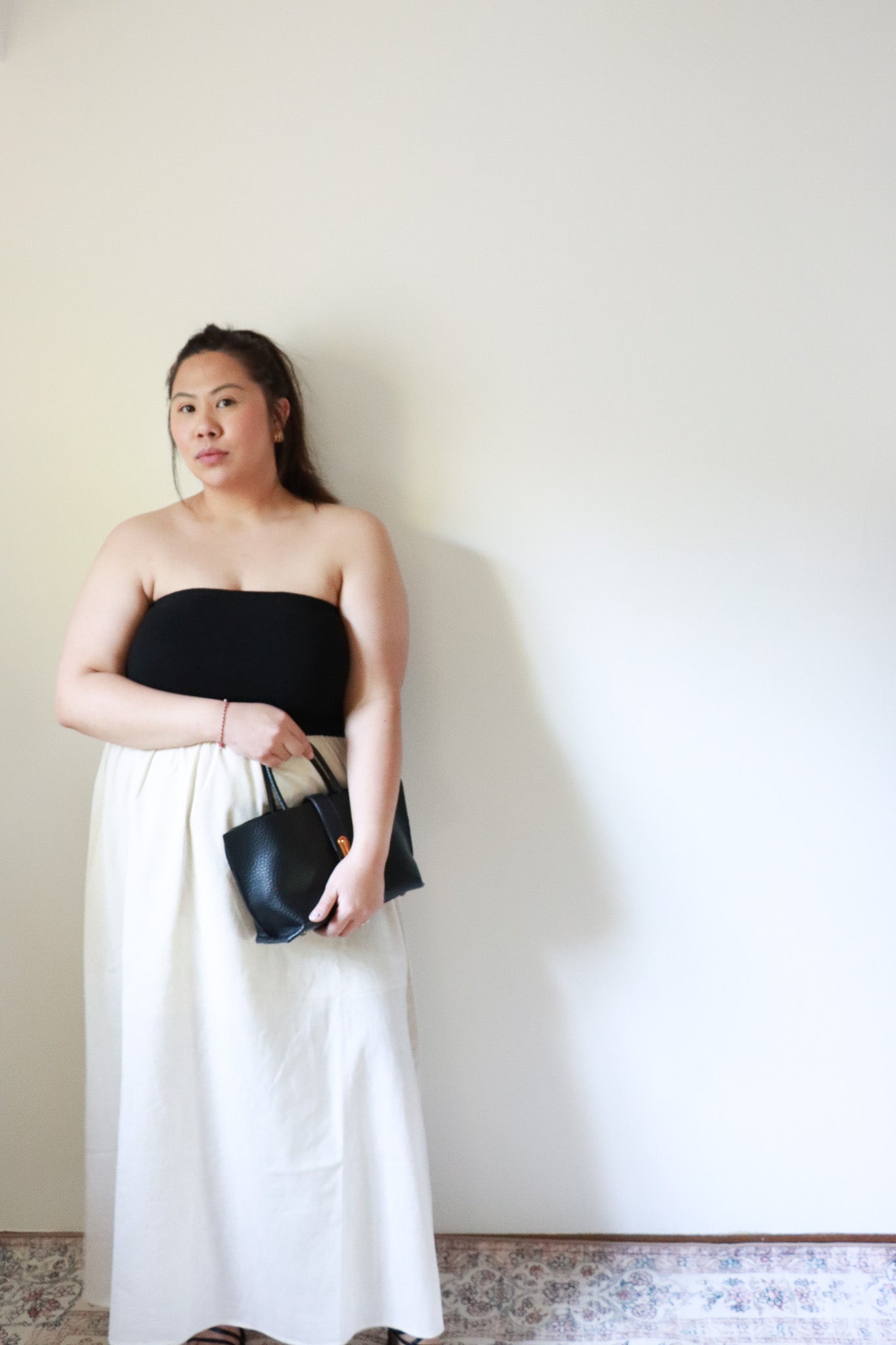 Nadine Strapless Mixed Media Dress